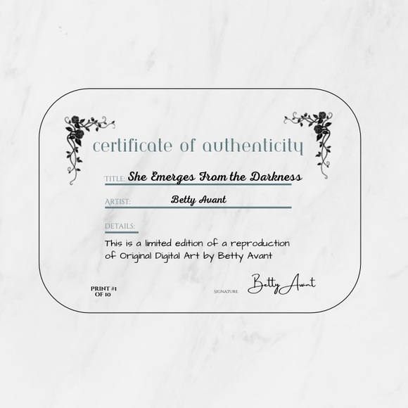 Elephant in Dark Handcrafted Digital Art Print 8 1/2”x11” Does Not Include Frame - Picture 3 of 3